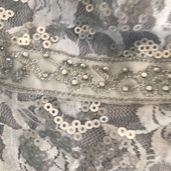 Silver Lace and Sequin JAX Cocktail Dress Size 2 - Picture 4 of 11